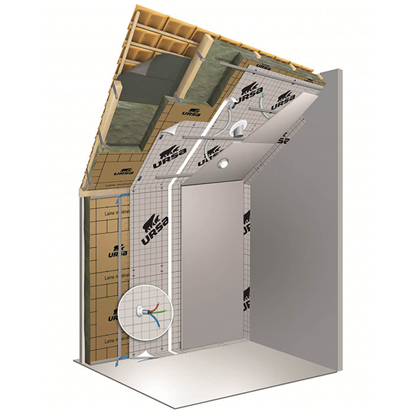 Rouleau laine de verre pour murs et combles - MRK 35 Ursa - R=8,00 m².K/W - 2,40 M x 1,20 M - ép.280 MM