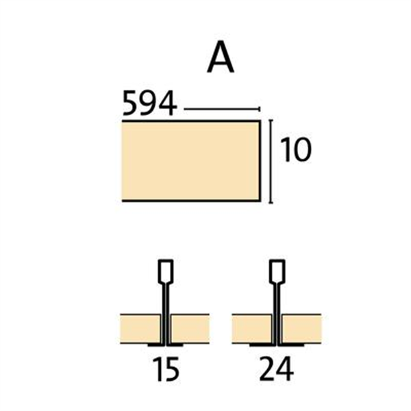 Dalle de plafond dépolluante à perforation linéaires - Gyptone Activ'Air Line 4 - à bord Bords A (droits) - 600 MM x 600 MM
