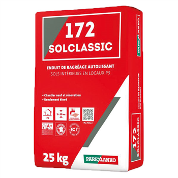Enduit de ragréage autolissant P3 - 172 Solclassic - 3 à 10 mm - Sac de 25 KG