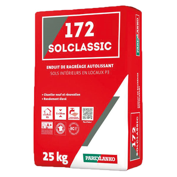 Enduit de ragréage autolissant P3 - 172 Solclassic - 3 à 10 mm - Sac de 25 KG