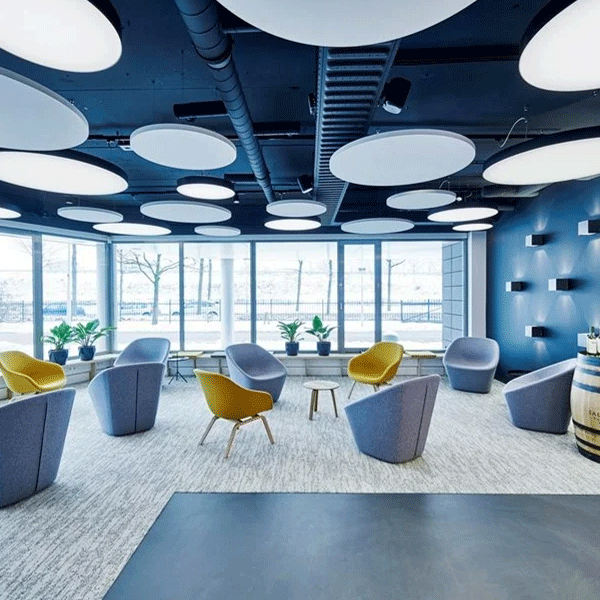 Dalle plafond acoustique ronde à suspendre - Ecophon Solo Circle Blanc - Ø 800,0 mm - ép. 40 mm - lot de 4