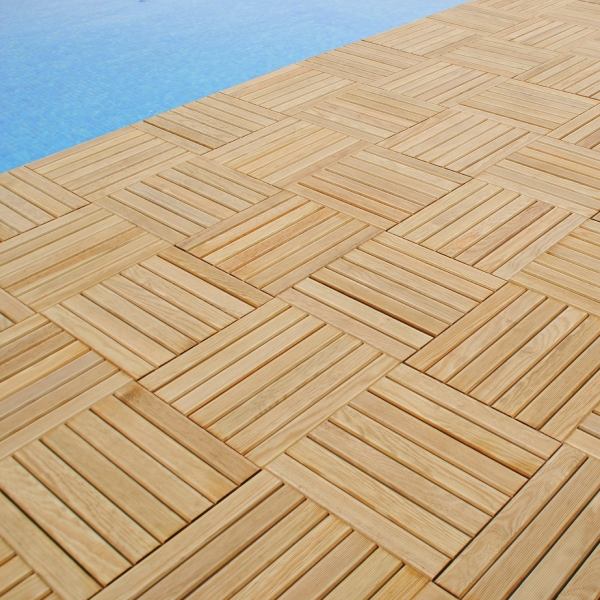 Dalle caillebotis bois - Lames striées - Pin maritime - Classe 4 traité Marron - 50 x 50 cm - ép. 44 mm