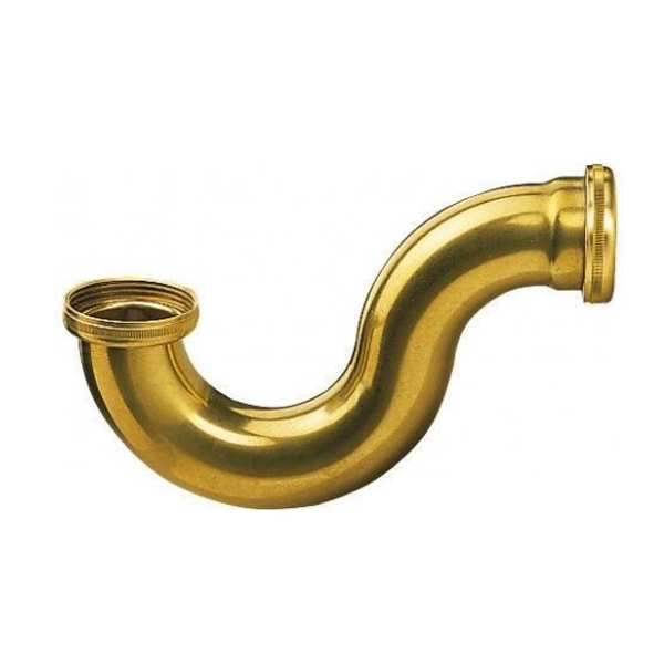 Siphon grand débit Nicoll de baignoire et évier - Forme en S - Diamètre 40 mm - Laiton brut