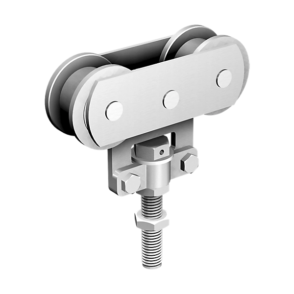 Monture sur chant Mantion 0235D pour rail 3530 - 2 galets en Delrin - porte de 80 kg - vis M10 - Lot de 2