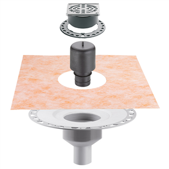 Kit complet pour siphons Kerdi-Drain avec sortie verticale pour douche à l'italienne