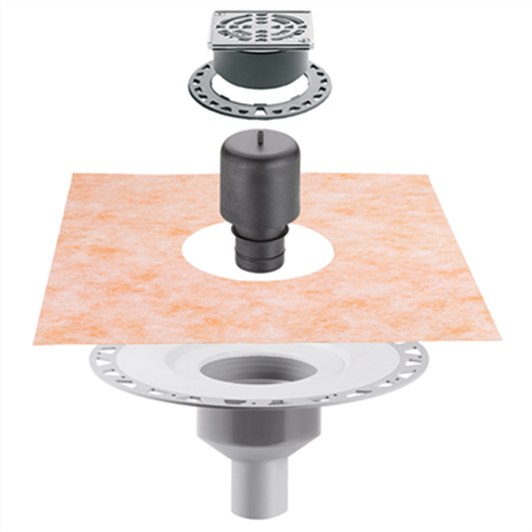 Kit complet pour siphons Kerdi-Drain avec sortie verticale pour douche à l'italienne