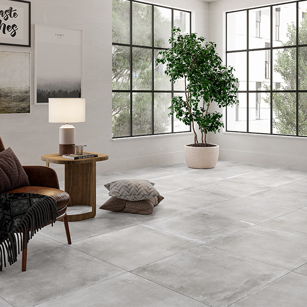 Carrelage de sol intérieur Clark effet béton - grès cérame émaillé Perla - 45 CM x 45 CM - ép. 9.5 MM