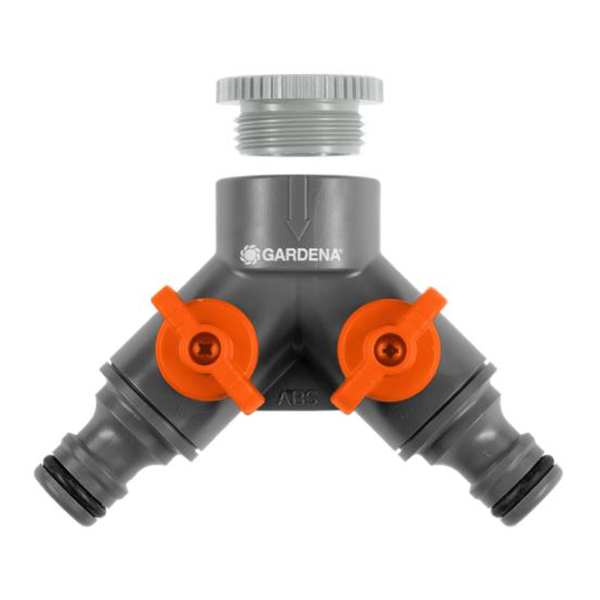 Raccord automatique sélecteur 2 voies avec vanne arrêt - Pour robinet 20/27 ou 26/34 - Gardena