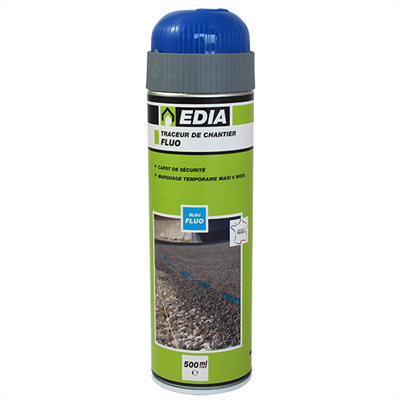 Traceur de chantier Edia fluo temporaire bleu 6 mois 500 mL