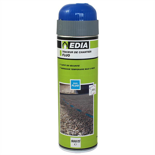 Traceur de chantier Edia fluo temporaire bleu 6 mois 500 mL