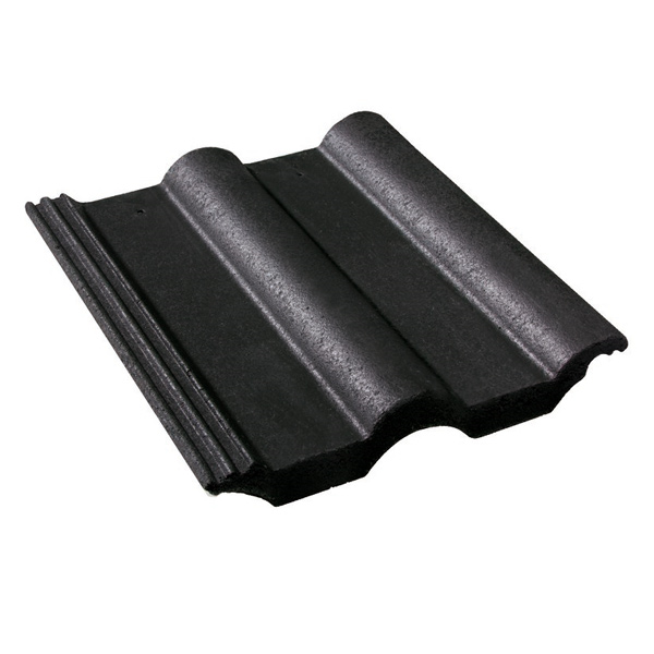 Tuile béton Double Romane - grand moule faible relief - Monier - 42 x 33 cm - Noir