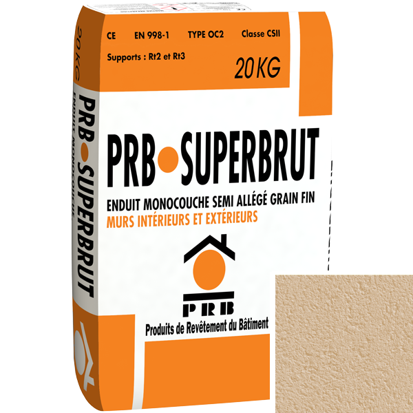 Enduit monocouche semi-allégé à grain fin PRB Superbrut type OC2 - Calédonie - sac de 20 kg
