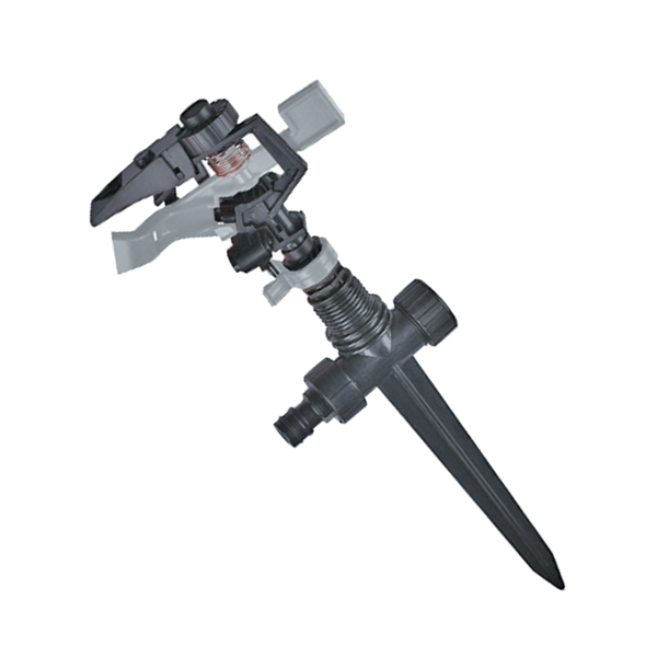 Arroseur asperseur canon sur pic pour jardin - Fitt - Sortie Mâle 20x27 - Plastique