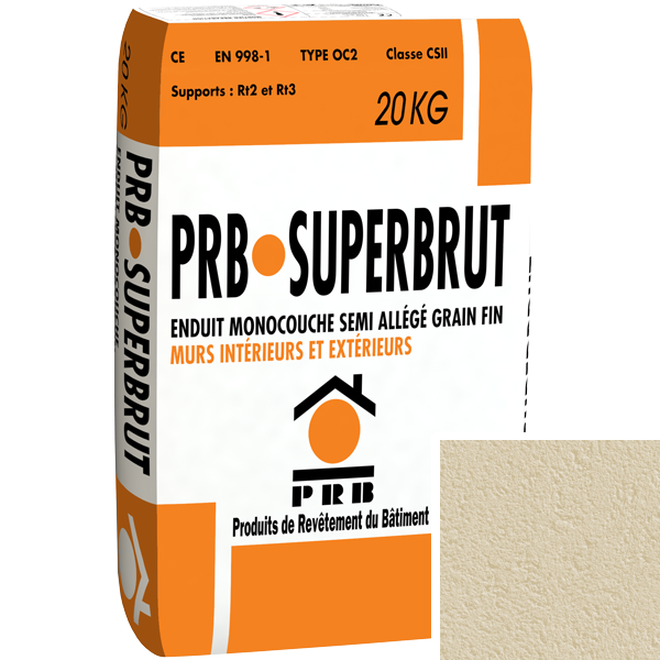 Enduit monocouche semi-allégé à grain fin PRB Superbrut type OC2 - Plaine de Luçon - sac de 20 kg