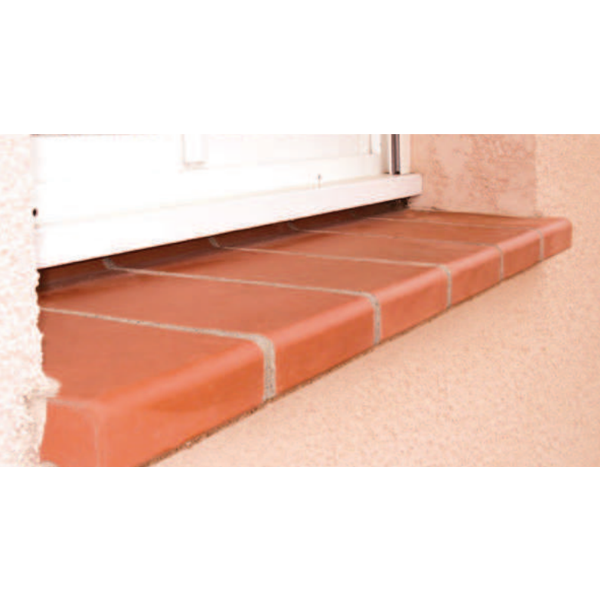 Appui de baie plein Terreal en terre cuite rouge - profondeur 33 CM - largeur 20,00 CM - épaisseur 7,50 CM