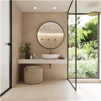 Faïence salle de bain effet béton ciré en grès cérame émaillé rectifié - Betonico - 60,0 CM x 30,0 CM - ép. 8,00 MM - Beige clair