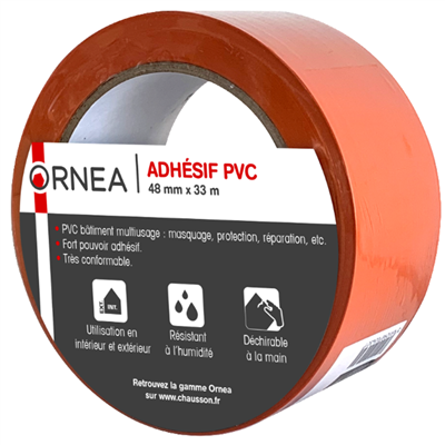 Ruban adhésif multi-usages pour bâtiment - Ornea - Largeur 48 mm - Rouleau PVC Orange 33M