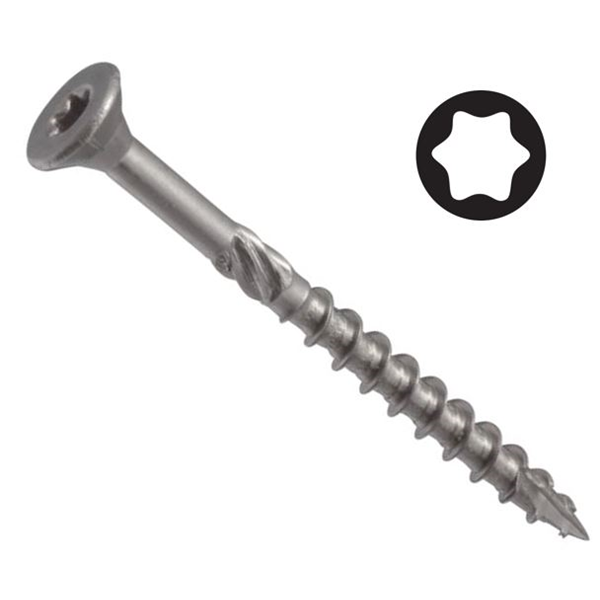 Vis à bois aggloméré tête fraisée 6 lobes filetage partiel inox A2 M5x50 - boîte de 200