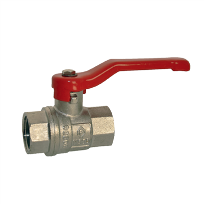 Vanne à boisseau double femelle laiton sphérique - 1/4 de tour - 33 x 42 mm - Manette rouge