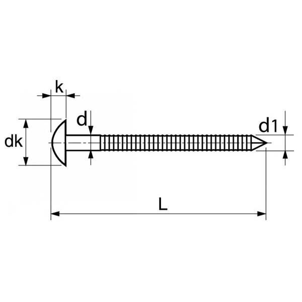Pointe annelée tête bombée en acier inoxydable A2 filetage total 2.3x40mm boîte de 1kg
