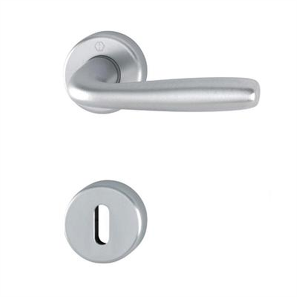 Ensemble sur rosace clé en L Maribor Hoppe Alu finition chromé mat pour porte de 37 - 47 mm