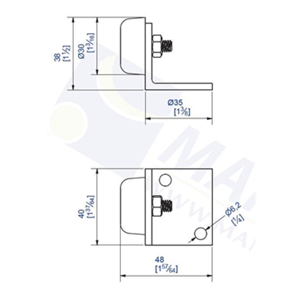 Butée à visser avec tampon amortisseur (porte 80 kg maximum)