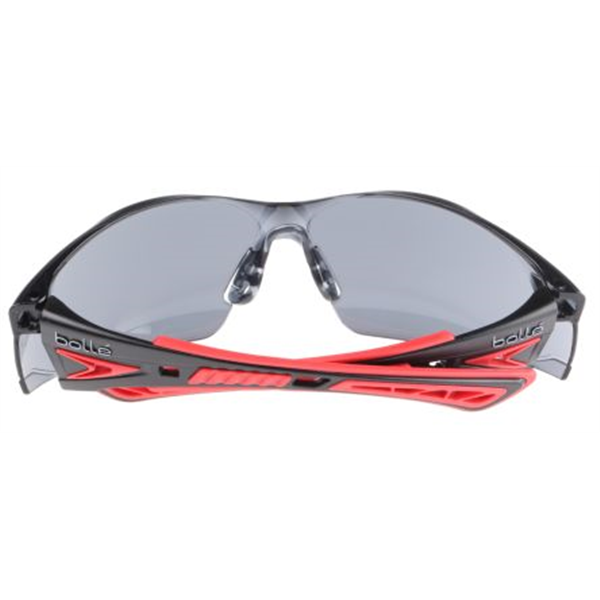 Lunette de sécurité RUSH+ Bollé fumée traitement Platinum Rouge Noir