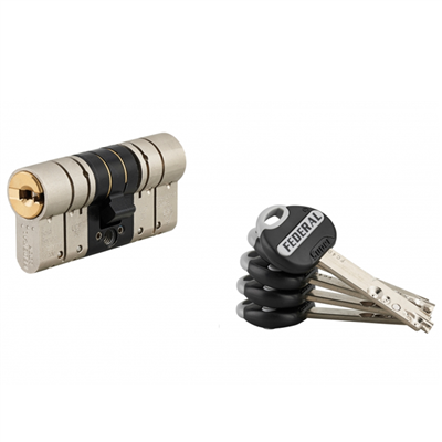Cylindre haute sûreté Thirard Federal 2  - profil européen - laiton nickelé mat - 5 clés - 32 x 32 mm