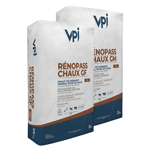 Enduit de parement à la chaux - Rénopass Chaux Grain Moyen - Blanc cassé - sac de 25 kg