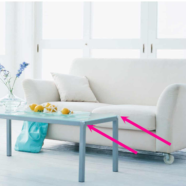 Protection coin de table par fixation adhésive - Nordlinger Pro - Plastique transparent - Lot de 4