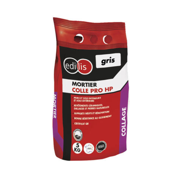 Mortier colle professionnel pour collage carrelage - Edilis - Sac de 5 kg - Coloris Gris