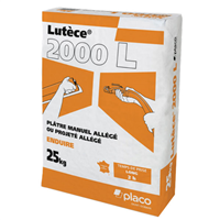 Plâtre allégé à prise longue pour enduisage des murs et plafonds - Lutèce 2000 L - sac de 25 kg