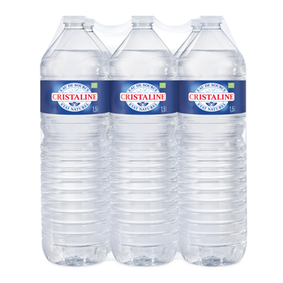 Eau de source Cristaline - pack de 6 bouteilles de 1,5 litres