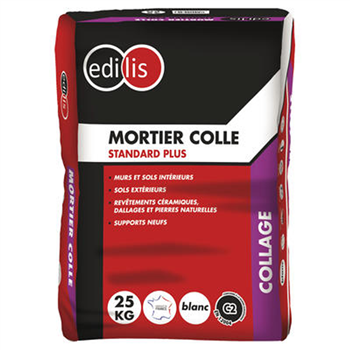 Mortier colle Edilis standard plus blanc sac de 25 kg
