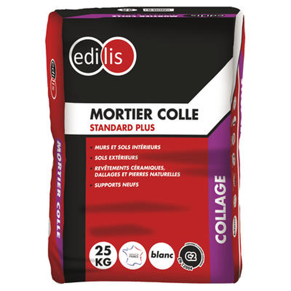 Mortier colle Edilis standard plus blanc sac de 25 kg