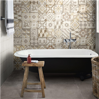 Carrelage intérieur effet carreaux de ciment - Ottocento Decoro Mix - 20,0 CM x 20,0 CM - ép. 10,00 MM - Ambra