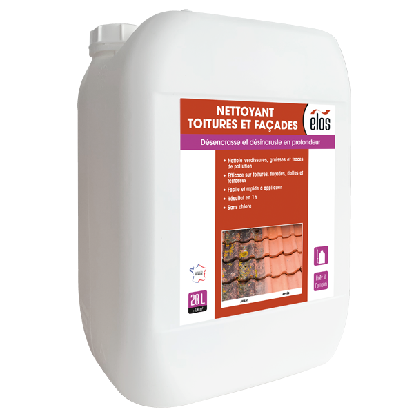 Nettoyant toitures et façades Elos - Désencrasse et désincruste en profondeur - Bidon de 20,0 LTR