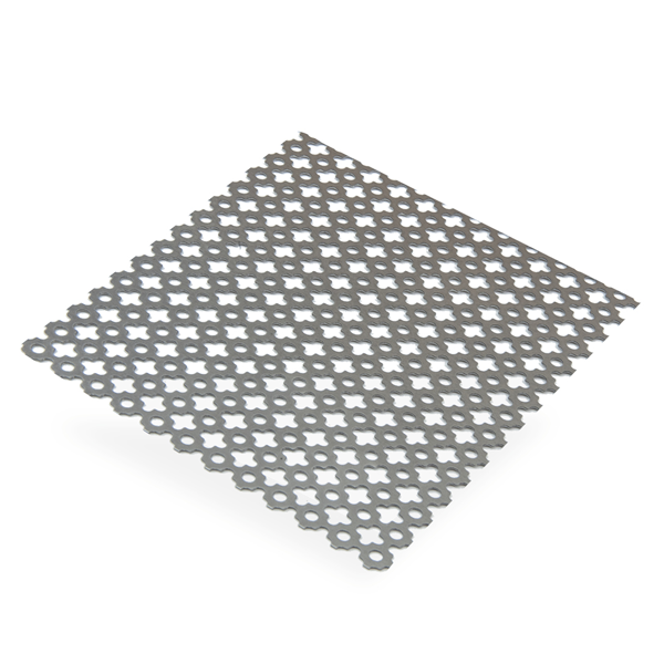 Plaque en acier brut perforée trèfles - 500 x 500 mm - épaisseur 1 mm CQFD 2015-4470