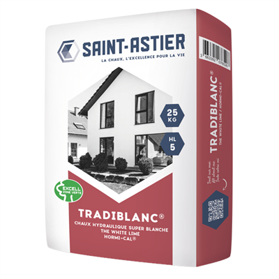 Chaux hydraulique super blanche - Tradiblanc HL5 - Saint Astier - sac de 25,0 KG