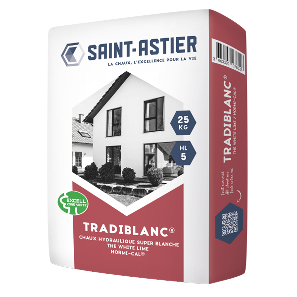 Chaux hydraulique super blanche - Tradiblanc HL5 - Saint Astier - sac de 25,0 KG