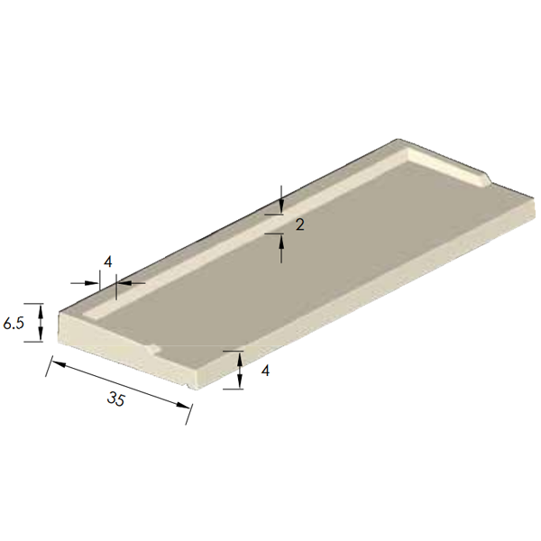 Seuil de porte-fenêtre monobloc en béton gris AR35 avec rejingots - profondeur 35 CM - longueur 1,00 M