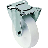 Roulette en polypropylène blanc à platine fixe en acier zingué - diamètre 150 mm - capacité de 350 kg