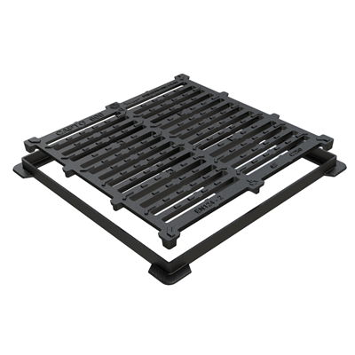 Grille carrée plate en fonte PMR avec cadre - CAPTO C250 - ouverture libre 650,0 mm x 650,0 mm