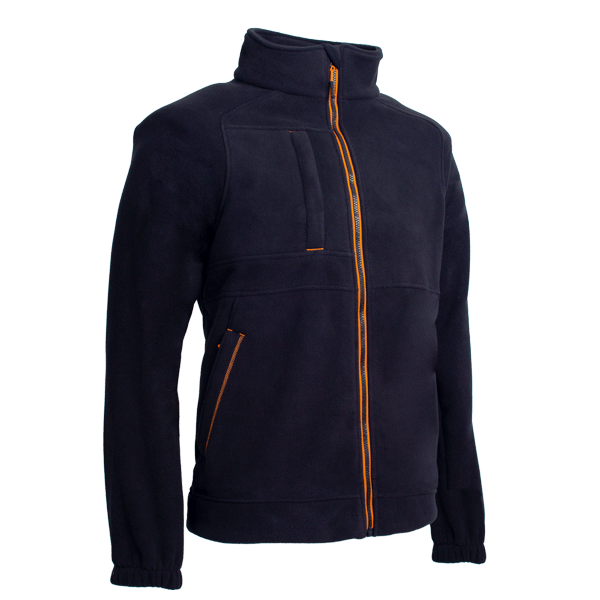 Veste polaire homme 100% polyester et anti-boulochage - Koala Coverguard - Noire/Orange - Taille M
