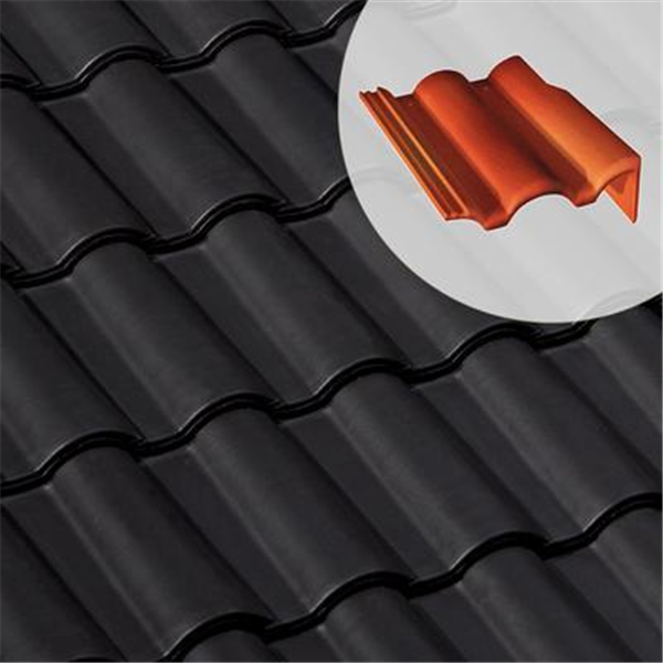 Tuile de rive droite en béton avec rabat - Plein ciel - Noir - 42 x 33.5 x 15.5 cm