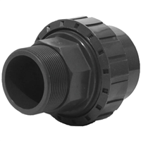 Union 3 pièces pour fluide sous pression - raccord en PVC-U diamètre 50 mm et filetage mâle 1"1/2