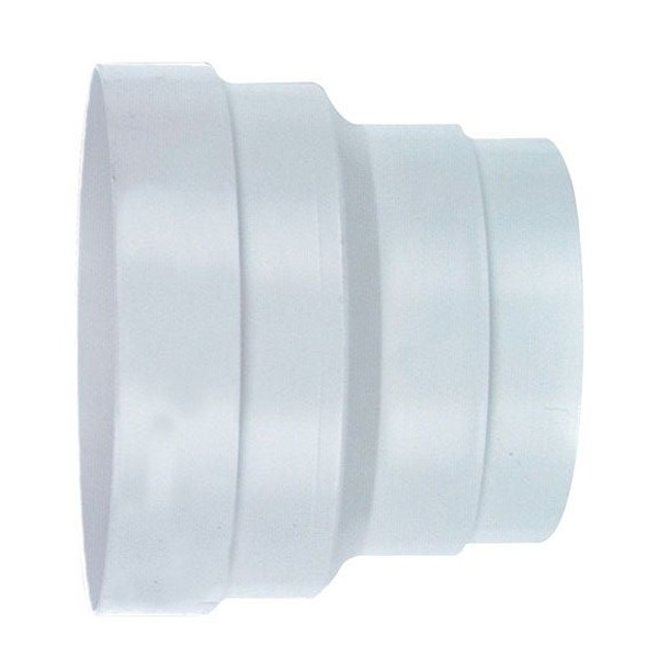 Réduction droite mâle-femelle pour gaine flexible-Ø100/80 mm-PVC Blanc