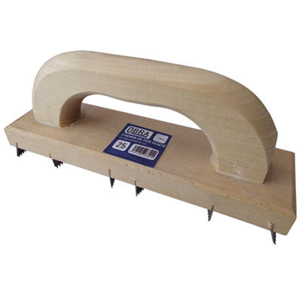 Chemin de fer denté Obra en bois 6 lames en acier pour maçon 250 x 70 mm