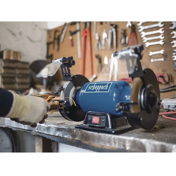 Touret à meuler avec brosse métallique Scheppach SM150LB 230 V 400 W meule Ø 150 mm