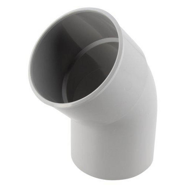 Coude cylindrique mâle-femelle Nicoll pour tube de descente - Angle  45° - Diamètre 80mm - Techtan Gris